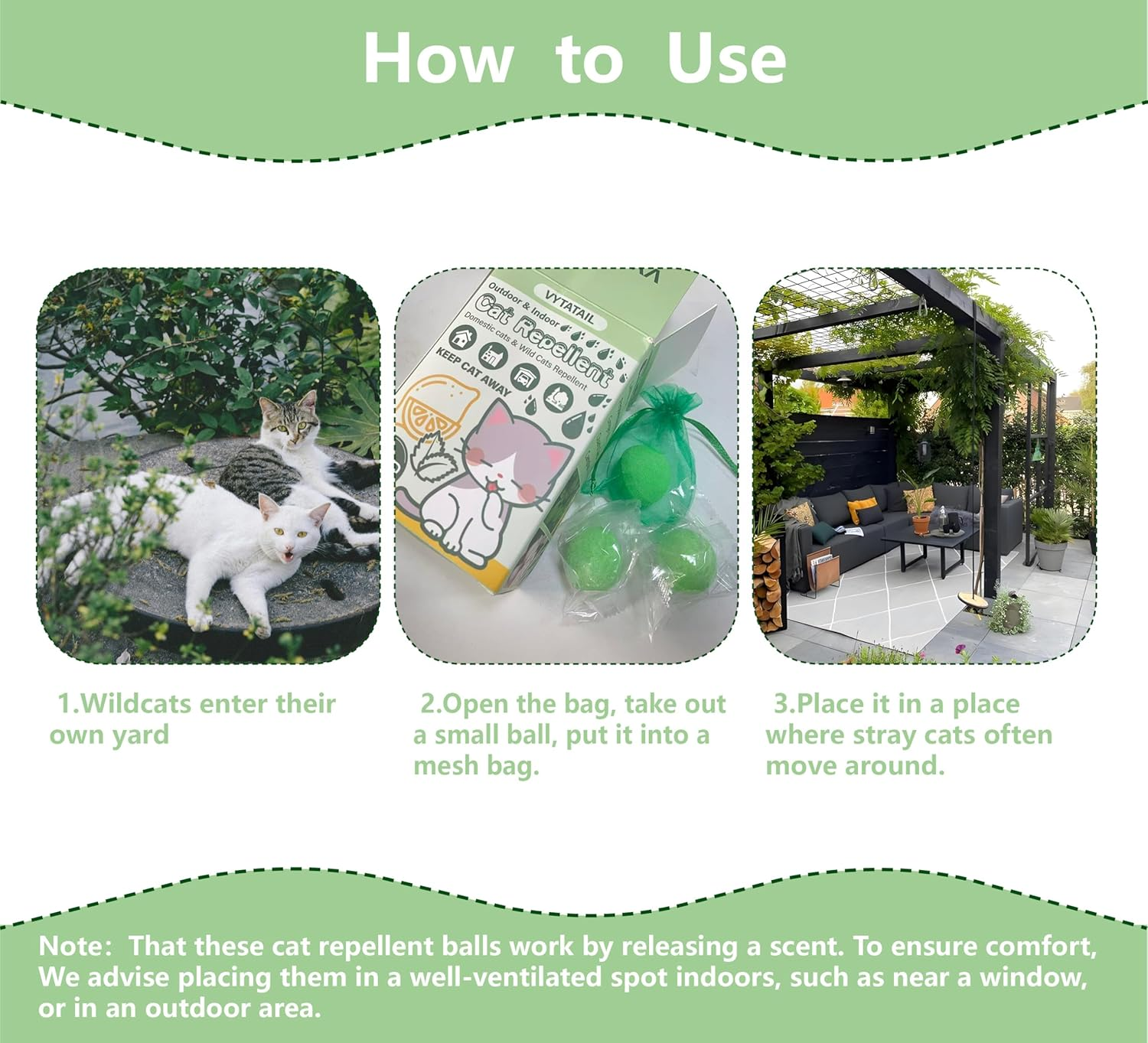 VYTATAIL Cat Repellent Balls 12 Pack - Quartz Sand with 6 Mesh Bags, Long Lasting Indoor/Outdoor Cat Deterrent for Garden/Yard/Sofa, Natural Non-Toxic Pet Safe 2 image number 3