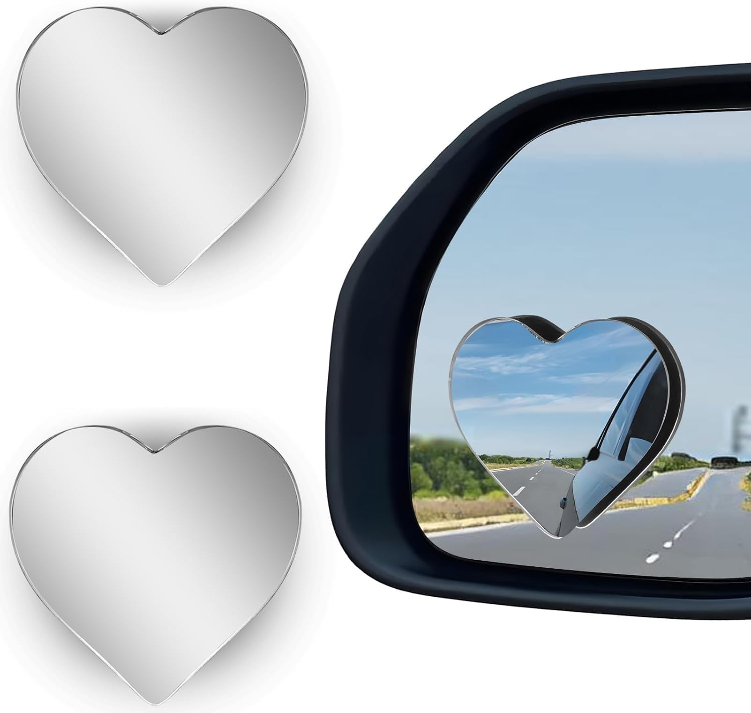 2PCS Heart Shaped Blind Spot Mirrors for Cars - Adjustable Angle, Wide Angle Convex Rear View Mirror - Universal Fit for Cars, Suvs, Trucks - Enhanced Driving Safety Accessories image number 5