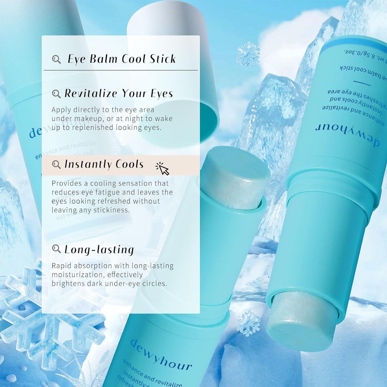 Cooling Eye Balm under Cream for Dark Circles Puffiness, Reduces Fine Lines & Wrinkle under Treatment, Hydrating Balm for Eye Bags