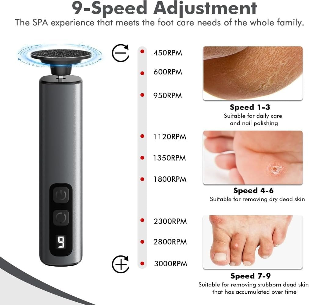 Electric Callus Remover Powerful Hand Foot File Grinder Sander Machine 9-Speeds image number 3
