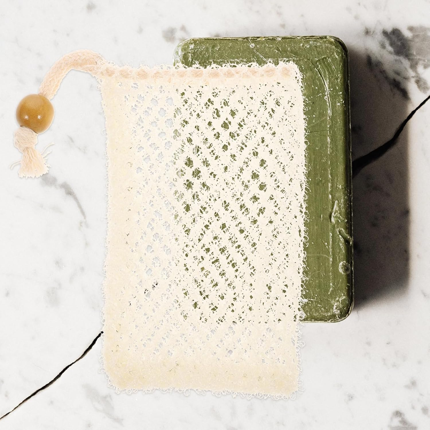 Exfoliating Soap Saver Pouch, Nylon Mesh Soap Bag for Bar Soap, Travel Soap Sack for Shower, Beige, 14X8X4Cm image number 1