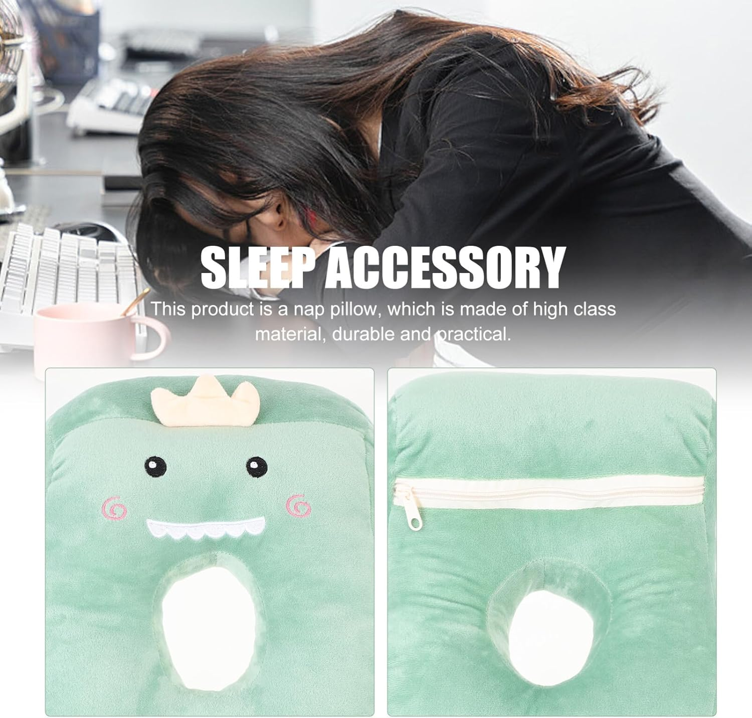 Holibanna Office Nap Pillow Dinosaur Ear Holes Comfortable Sleep Pillow Wear-Resistant Portable and Easy to Store image number 2