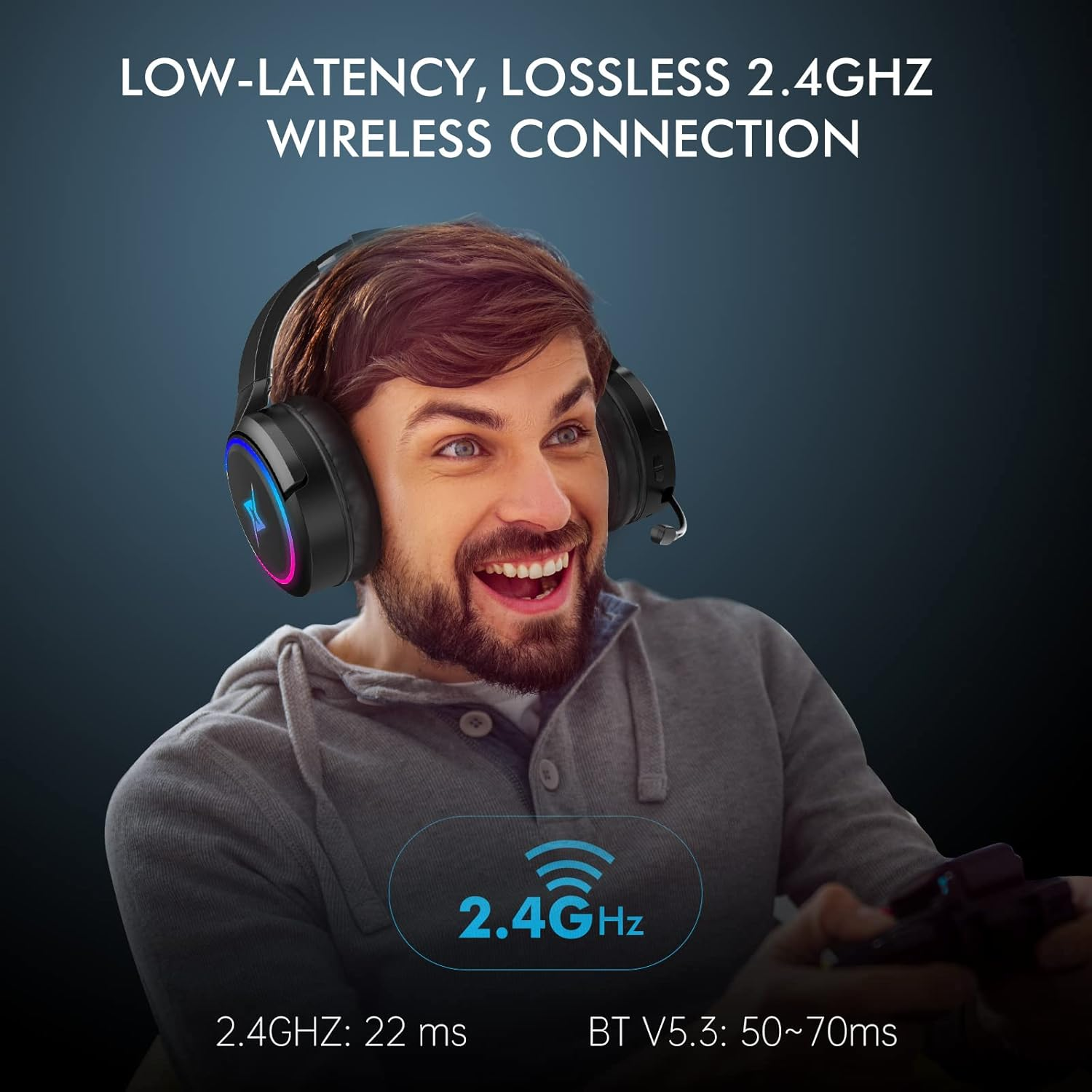 Targeal Wireless Gaming Headset - Best Headset for PS5, PS4, PC - Crystal Clear Sound with Mic - Gaming in Style with Wireless Headphones - Ultimate Wireless Gaming Experience (Black) - Black image number 1