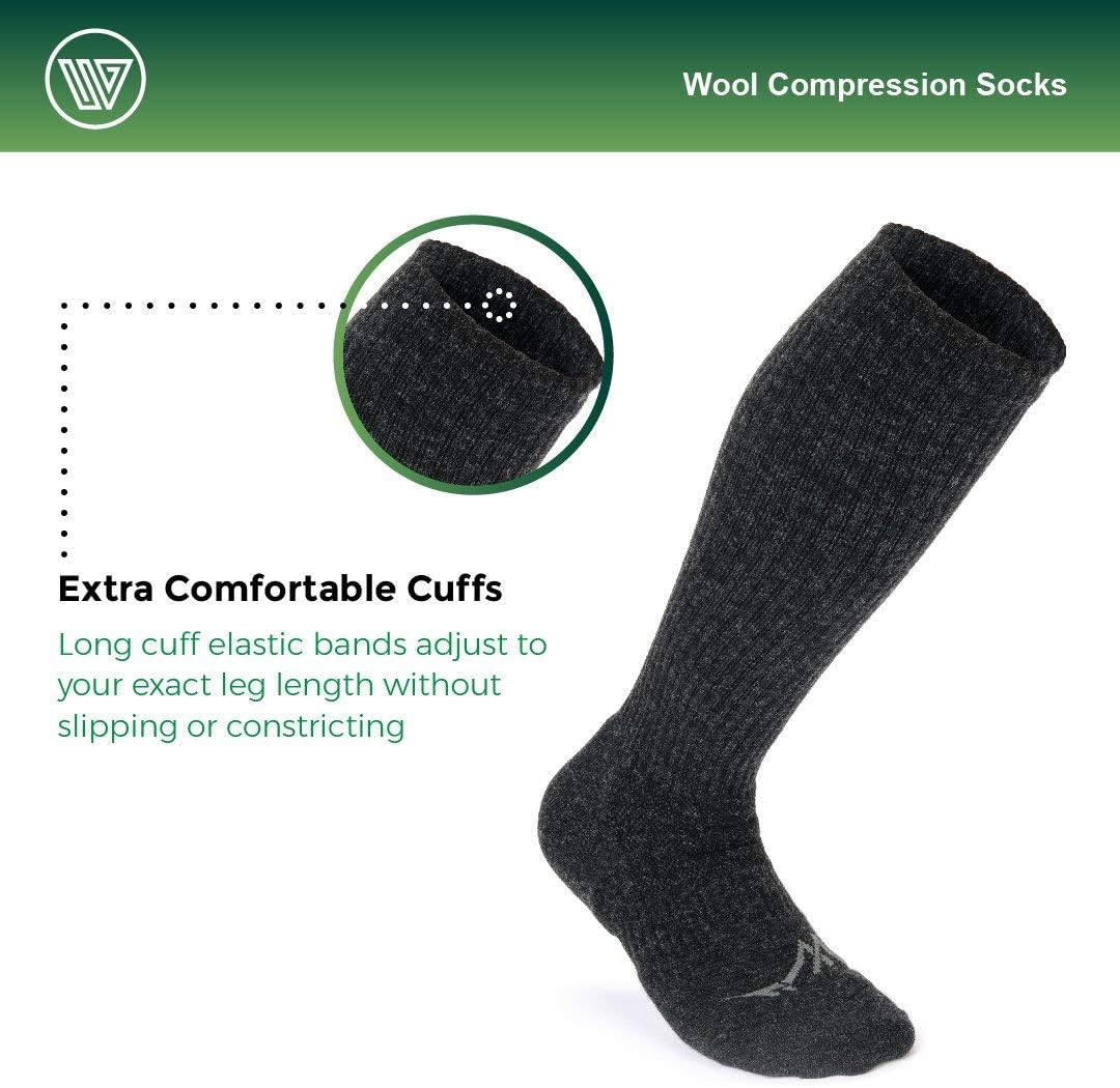 Wanderlust Merino Compression Socks - Premium Knee-High Wool Support Stockings for Men & Women. Boosts Energy, Stamina & Circulation - Best for Swelling, Travel, Hiking, Edema, DVT, Pain & More! image number 2