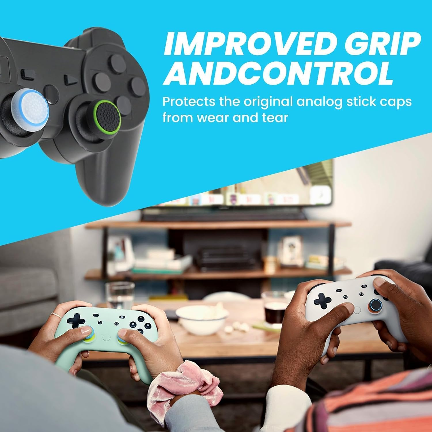 Fokmuaex 8 PCS Performance Thumb Grips for PS5, PS4, Xbox Series X/S & Steam Deck - Non-Slip Joystick Controller Covers with 4 Colors - Enhanced Grip for Gaming Consoles image number 6