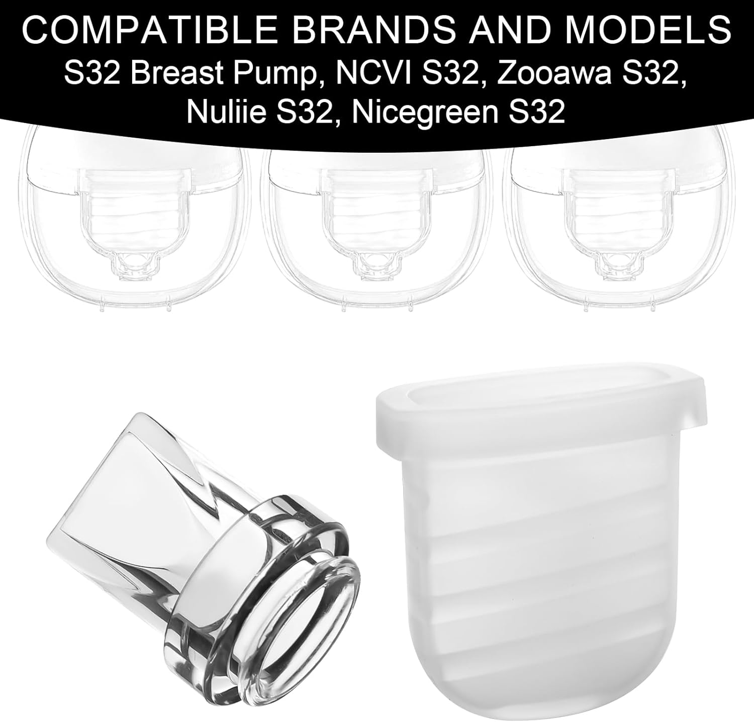 Breastfeeding Milk Pump, Wearable Silicone Breast Milk Pumper Include 6Pcs Duckbill Valve & 2Pcs Silicone Diaphragm Portable Soft Lactation Pump for NCVI Zooawa Nuliie S32 image number 1