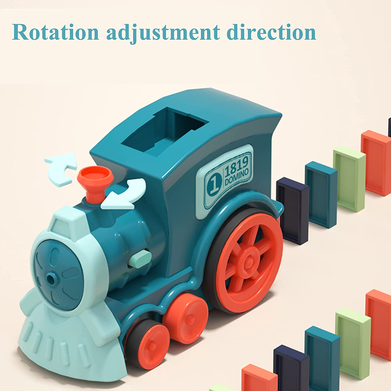 2022 Upgrade Domino Train Toy Set, Automatic Domino Train Set with Upgrade 3 Color Domino Blocks for Kids,Domino Train Toy Set for Boys and Girls Age 5-12 (Blue-60Domino)