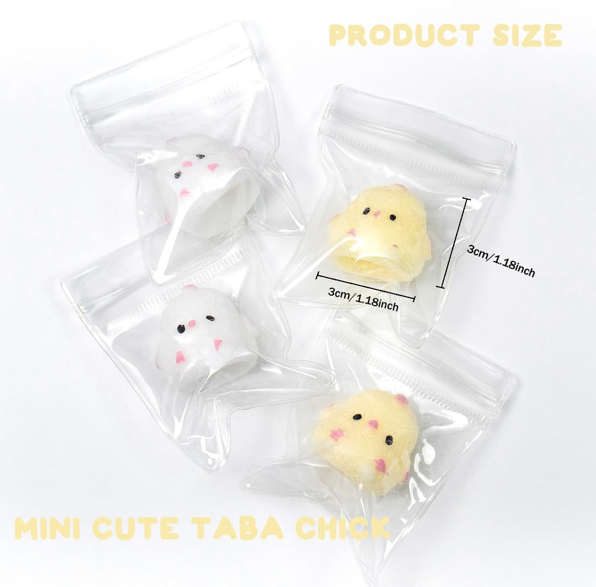 4Pcs Mini Taba Squishies Squichy Chick Toy Party Favors for Kids, Fufu Squishy Fidget Toys Small Chick White/Yellow Squeeze Toy for Stress Relief Suitable for Adults Kids image number 1