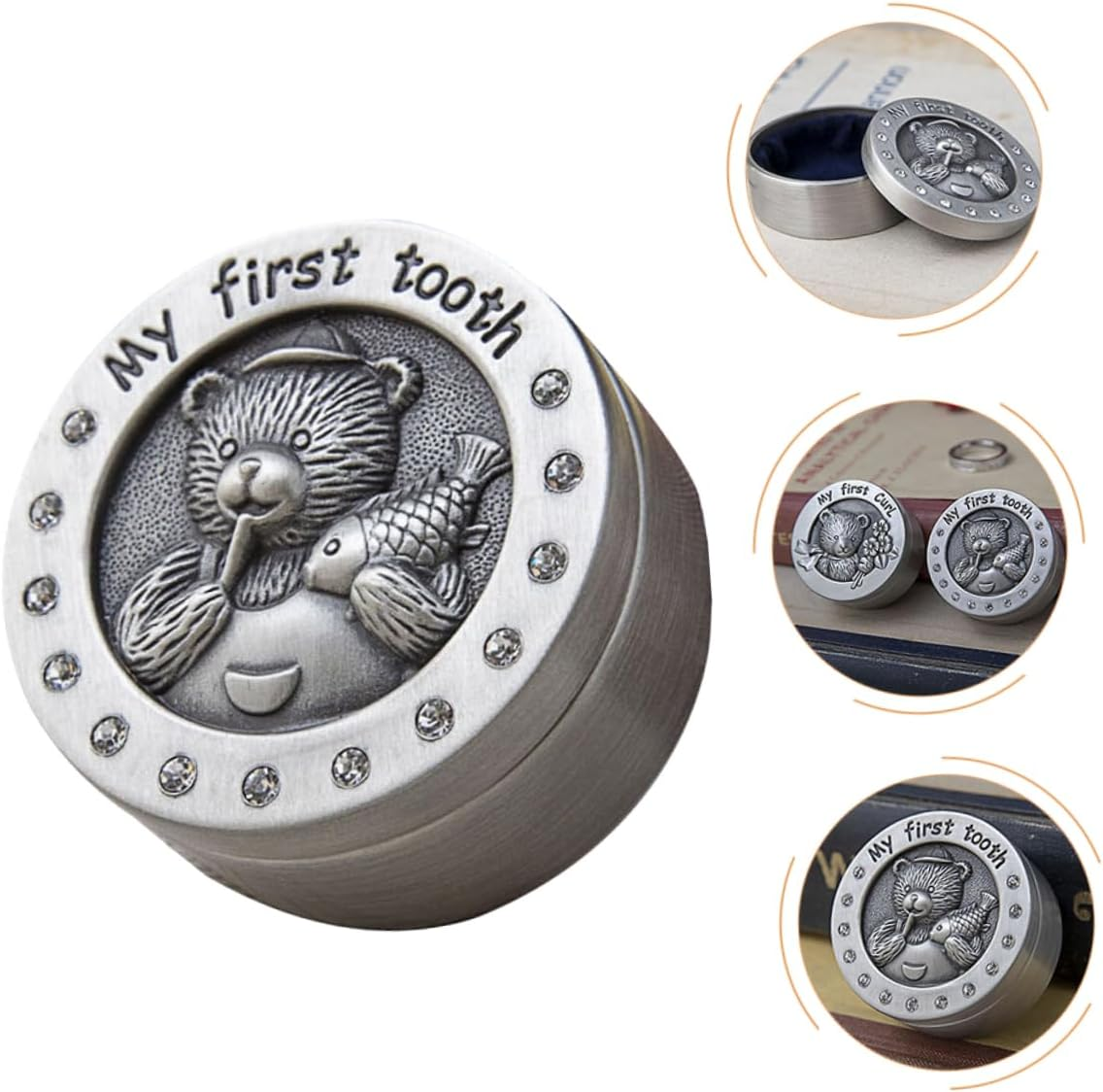 Teeth Keepsake Box Metal Milk Tooth Holder for Boys and Girls Collection Organizer Unique Newborns and Boy Girl image number 2