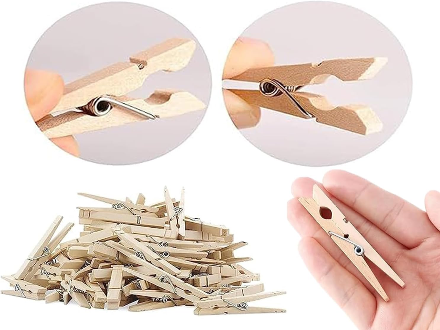 WEZCHUGHAOL 50Pcs Clothes Pins Wooden Duty Wood Clips for Hanging Clothes Pictures Outdoor Wood Pins for DIY Crafts image number 5
