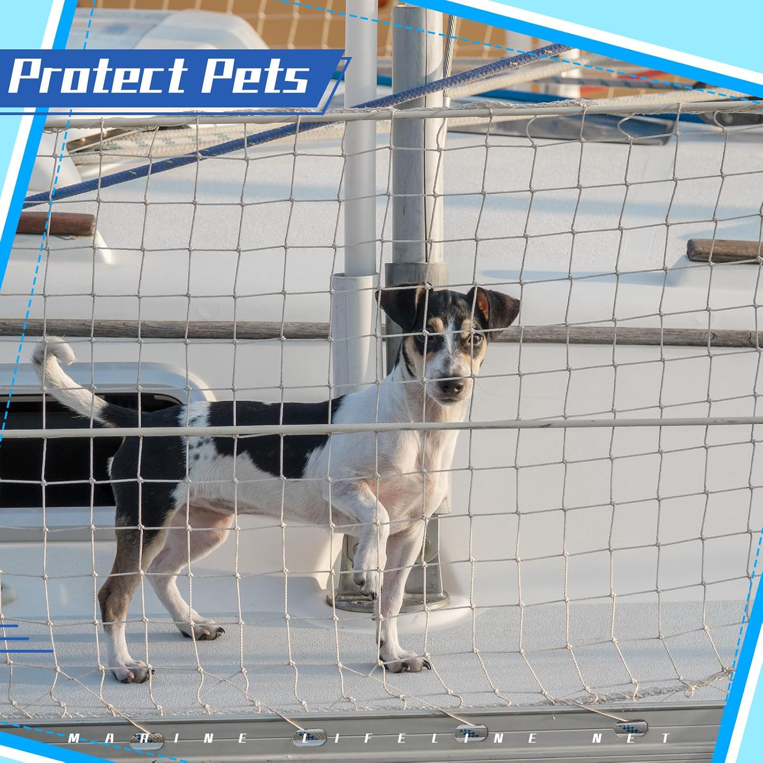 Windyun 1 Pc Boat Safety Lifeline Netting Marine Safety Guardrail Netting Safe Banister Railing Netting Nylon Net Deck Netting for Pets Crews and Equipment Safely on Deck Marine Hardware (50 X 2 Ft)