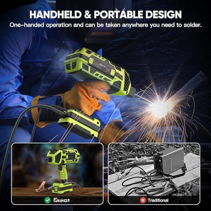 MINYII Portable Welding Machine Handheld Welder with IGBT Inverter 6 Variable Current Adjustment Portable ARC for 3/32"-1/8" Wire Rods Electric Stick Welder Machine Suit (GREEN) - Green image number 5