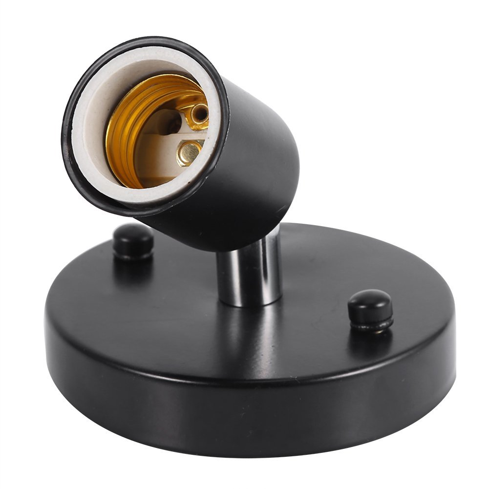 E27 Modern Adjustable Ceiling Lamp Wall Mounted Light Bulb Holder Socket with 180 Degree, Pack of 1(Black)