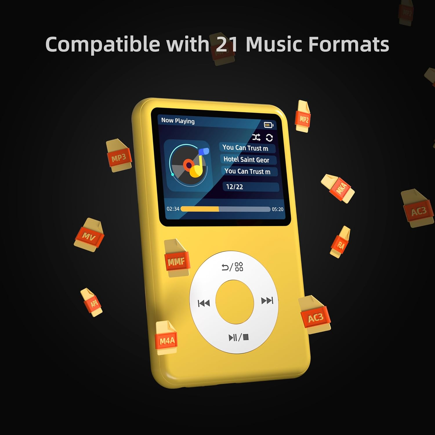 Y1 Mp3 Player with Bluetooth 128G Innioasis Version Upgrade Portable Mini Hifi Sound Bluetooth Walkman Digital Music Player 2.4" Screen Nice 2025 Yellow - Teal image number 7