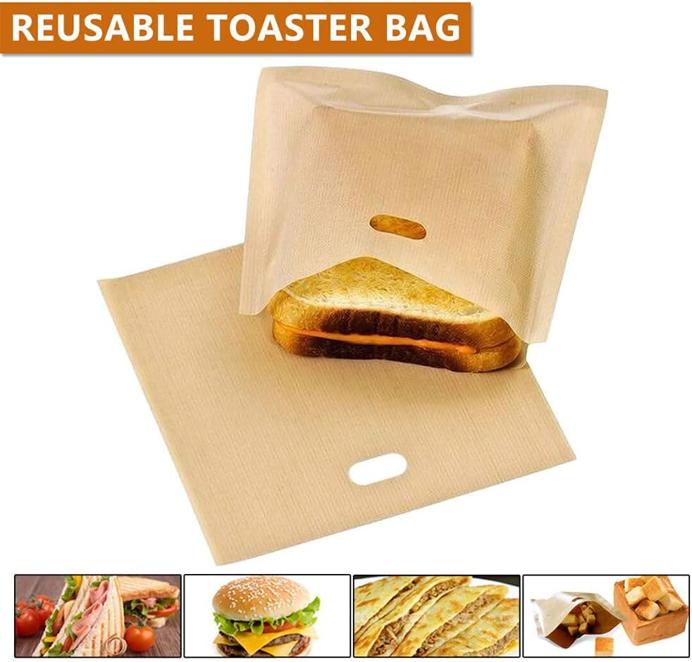 10PCS Reusable Toaster Bag Gluten Free Bread Bag Sandwich Toasting Brown Bags AU