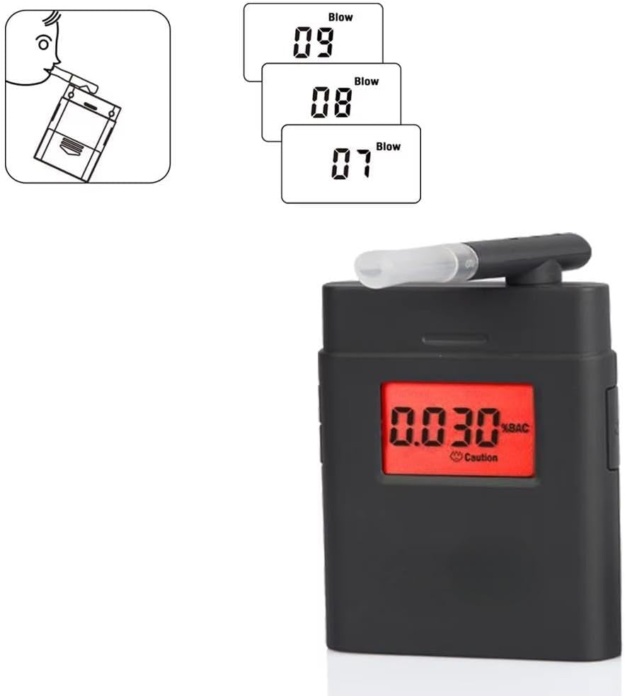 Breathalyzer High Accuracy Alcohol Tester, Portable Breathalyzer with LCD Digital Display for Home Use(5 Mouthpieces) Black image number 6