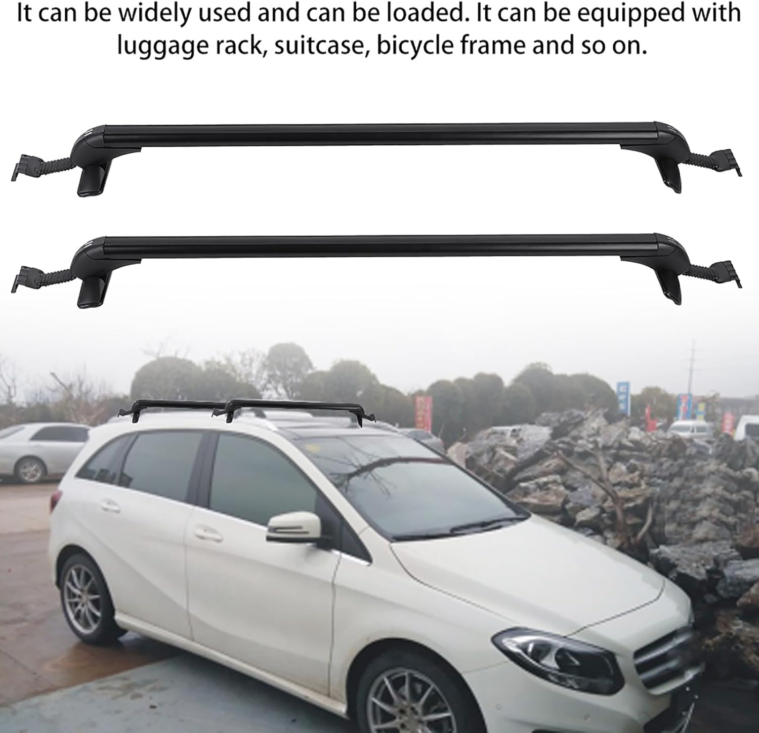 Universal 2X Aluminum Car Roof Rack Bars Carrier with 2 Keys - -, Safe, and Easy to Install image number 3