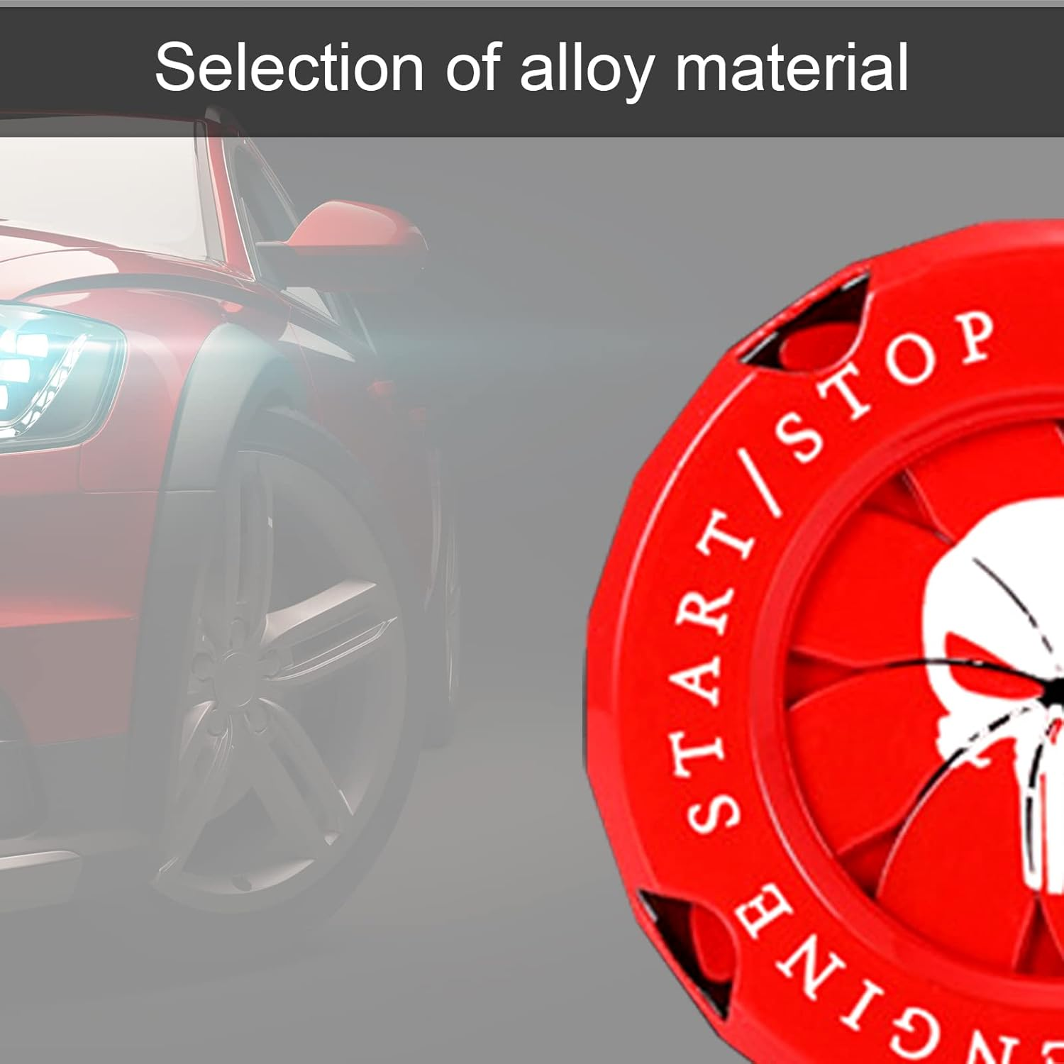 Skull Rotary Car Engine Start Stop Button, Frosted Style DIY Car Engine Push to Start Button, ABS General Motors Ignition Switch Decorative Cover (Skull Red) - Skull Black image number 6