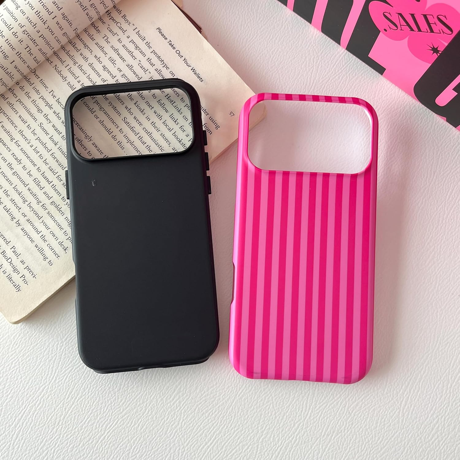 TQLGY for Iphone 17 Case, Cute Striped Phone Case Shockproof Slim Soft TPU and Hard PC Protective Cover for Women Girls, Hot Pink image number 4