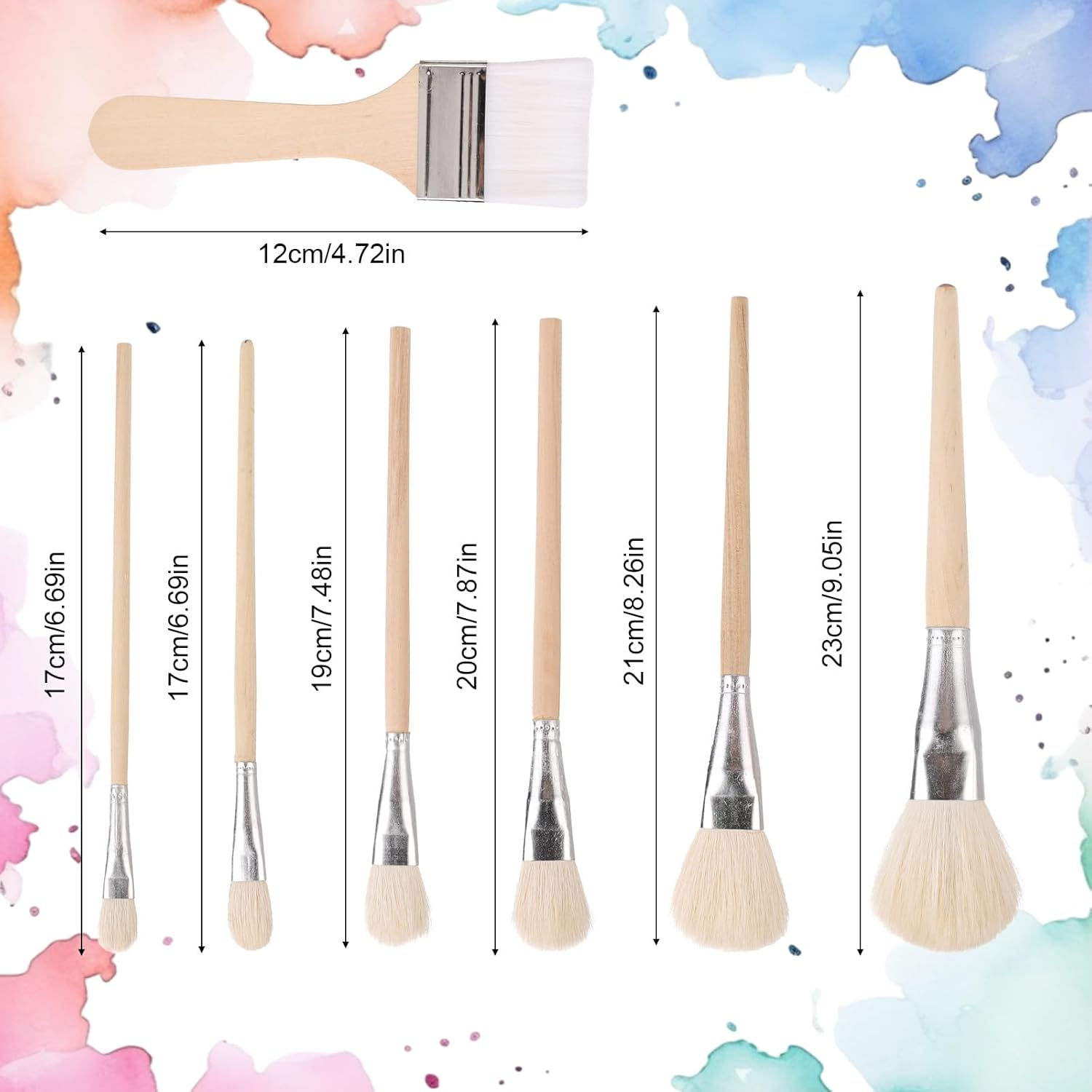 Acrylic Paint Brush Set, 7Pcs Wooden Pottery Glaze Brushes Art Paintbrush Ceramic Glaze Brushes Pottery Glaze Brushes Ceramic Watercolor Brushes Kit Supplies for Craft Painting Students Enthusiast image number 3