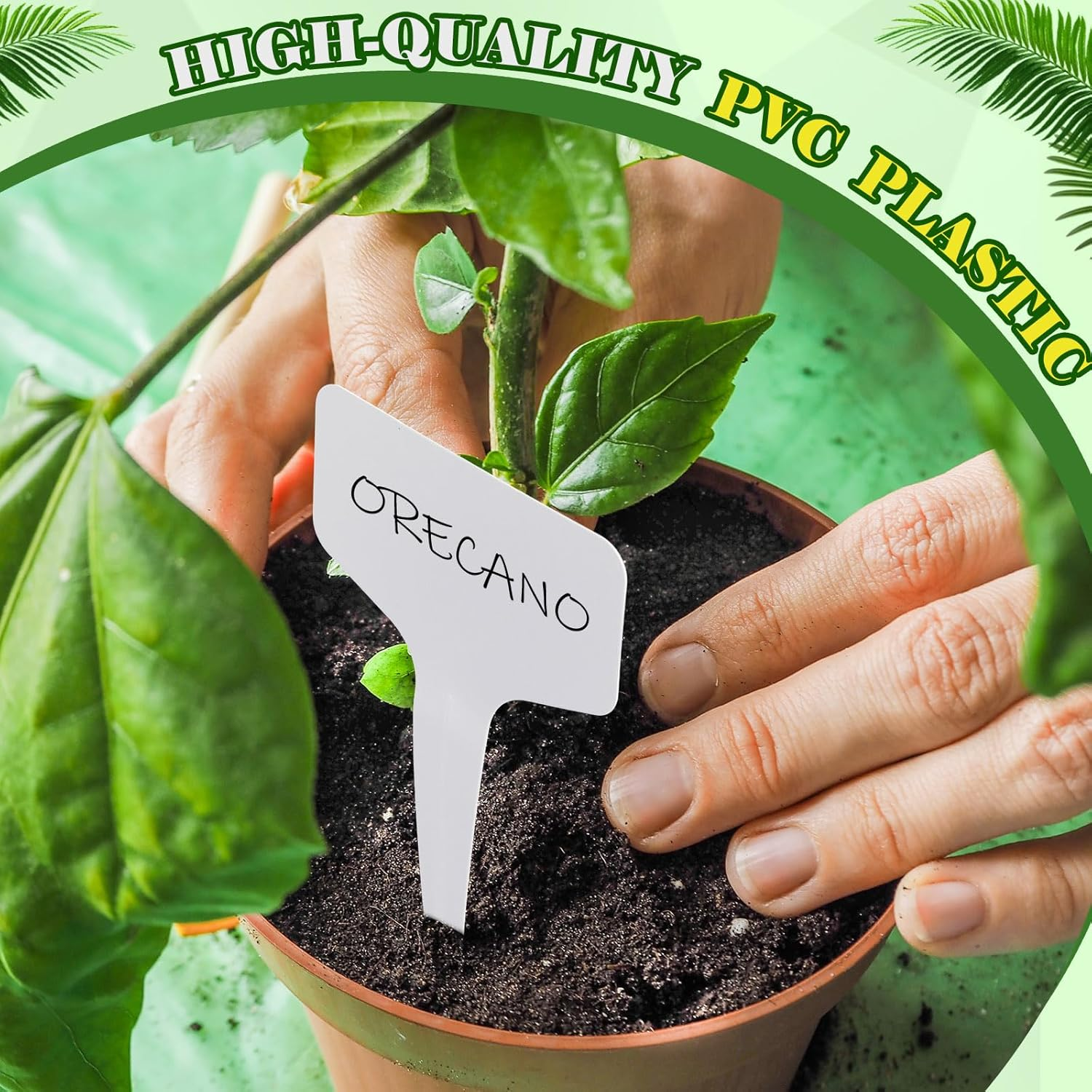 Flutesan 300 Pcs 10 X 6 Cm Plastic Plant T-Type Tags with 3 Pens Nursery Garden Labels PVC Plant Name Tags Waterproof Markers for Outdoor, White image number 1