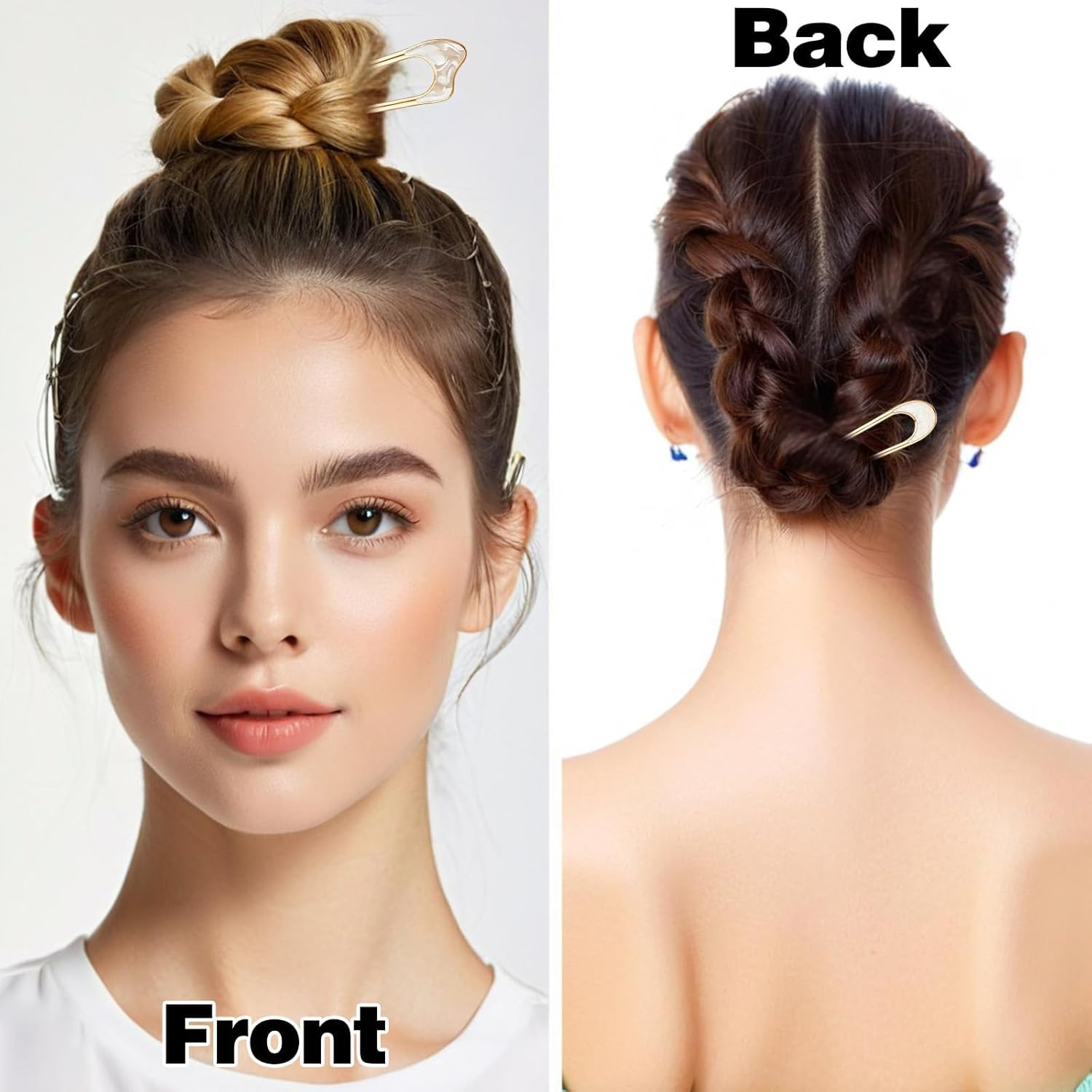 6 Pcs U French Hair Pins Women Metal for Hair Bun U Shaped French Twist Pin Gold Blue Thick Thin Chignon Hairstyles Accessories Classical Sticks for Women Girls Holiday Gifts Wedding Updo Top Knots image number 6