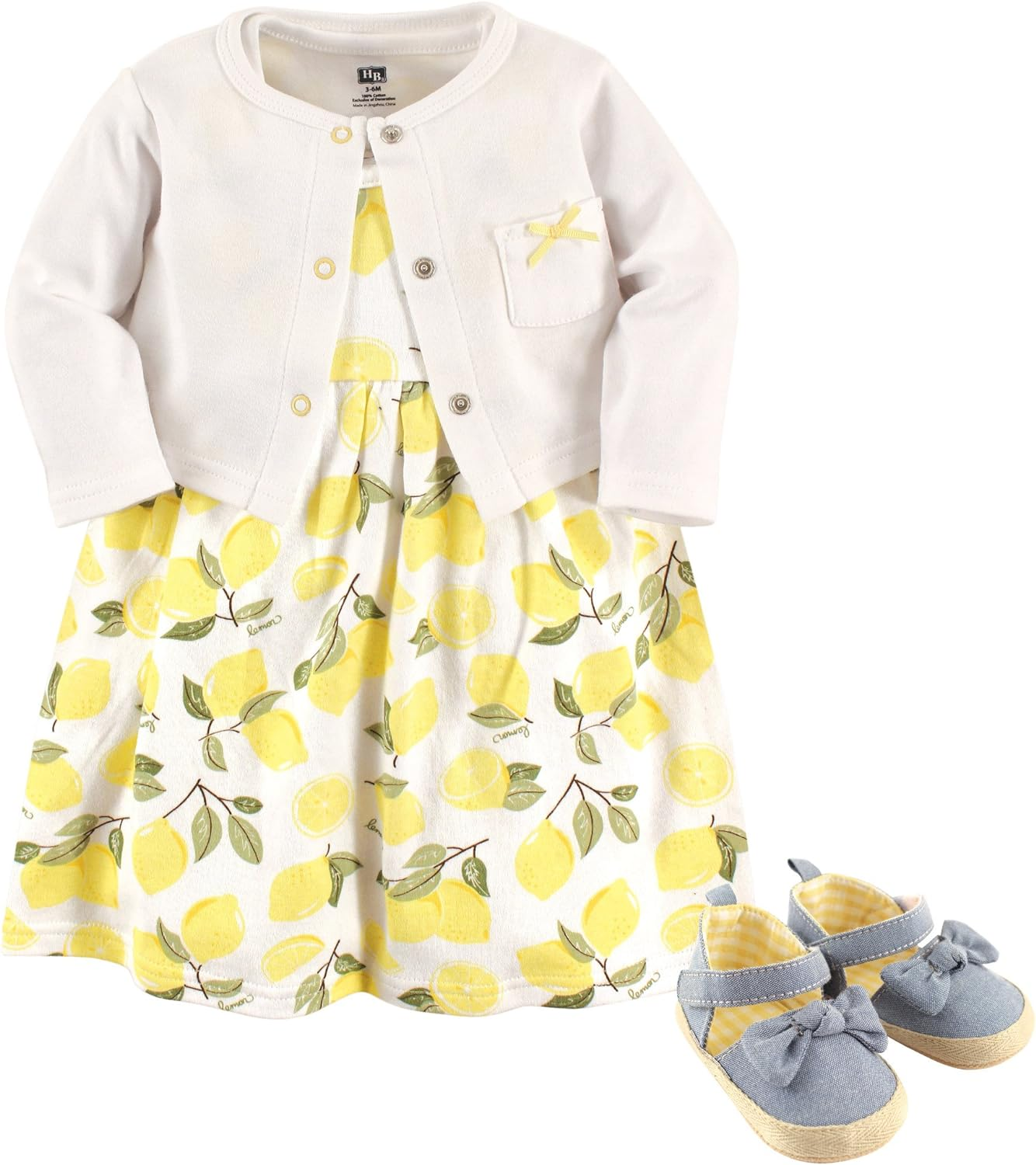 Hudson Baby Girls' Cotton Dress, Cardigan and Shoe Set image number 5