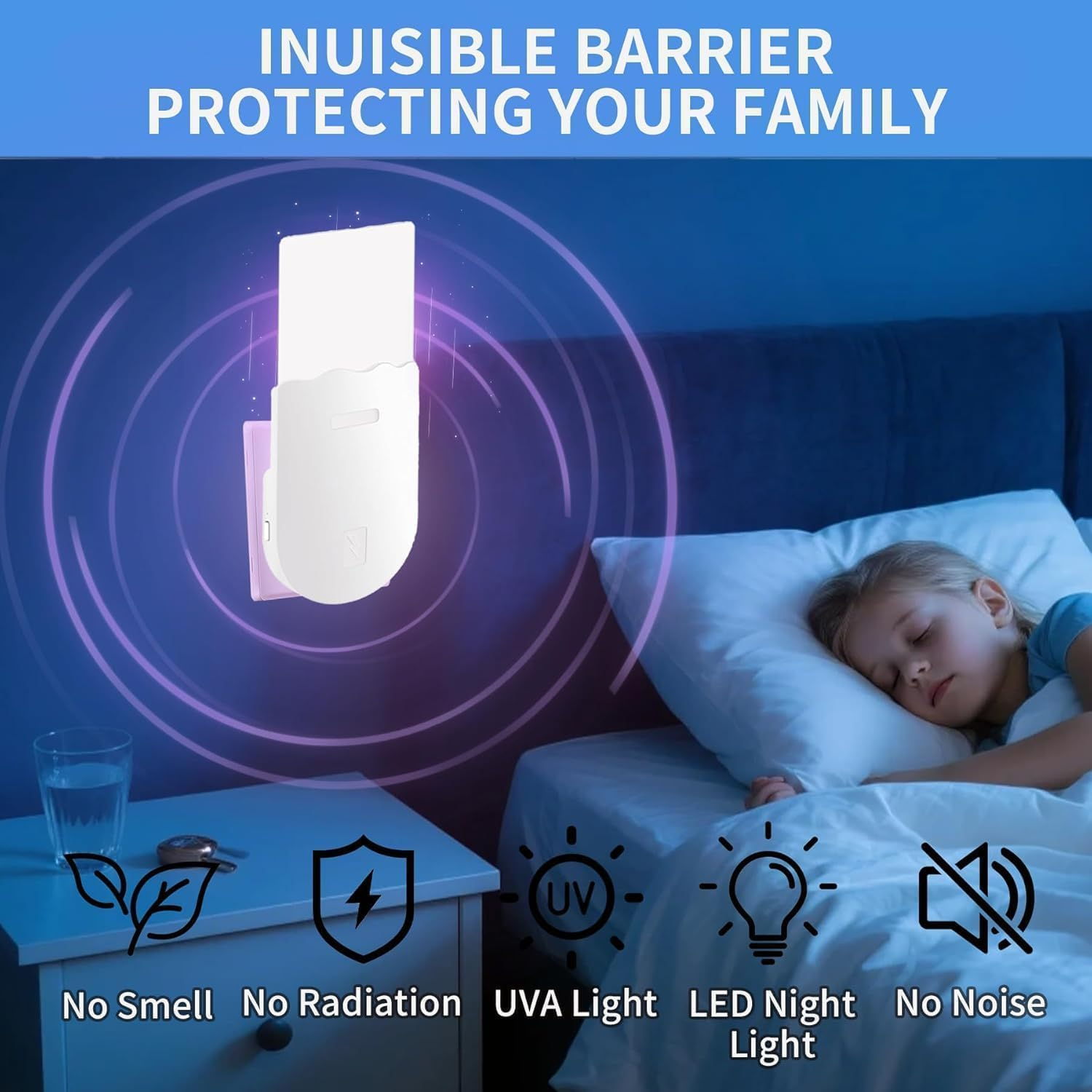 2 Pack Flying Insect Trap, Indoor Plug-In Mosquito Killer with UV Attractant & Glue Boards for Flies, Fruit Flies, Moths, Gnats, Adjustable Warm Night Light, 20 Sticky Glue Boards - Safe & Odorless image number 2