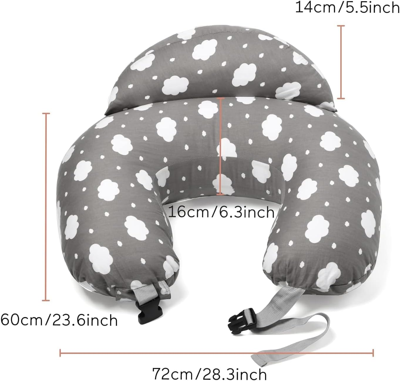 Cozioz Breastfeeding Support Pillow: Original Plus-Size Nursing Pillow for Enhanced Comfort and Support for Mom, Featuring Adjustable Waist Strap and Detachable Cotton Cover, Grey image number 3