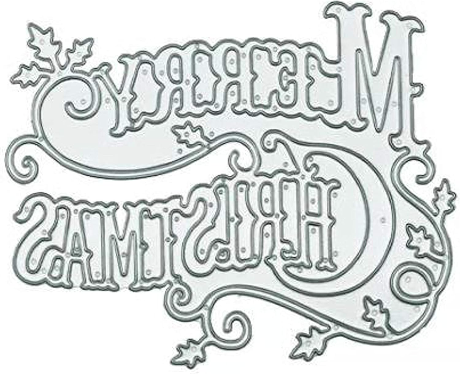 Merry Christmas Holly Leaves Metal Die Cuts, Christmas Word Background Layering Cutting Dies Cuts for Album Card Making Tools Scrapbooking DIY Decoration