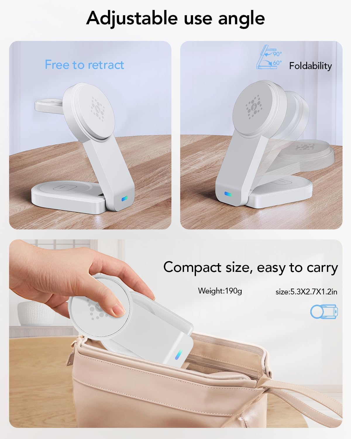 Foldable Magnetic Wireless Charger Compatible with Apple Devices,3 in 1 Wireless Charging Station for Iphone 17/16/15/14,Apple Watch Ultra 3/Ultra/Seires 11/10/9/8/7/6/Se,Air-Pods Pro 3/4/3/Pro(White) image number 1