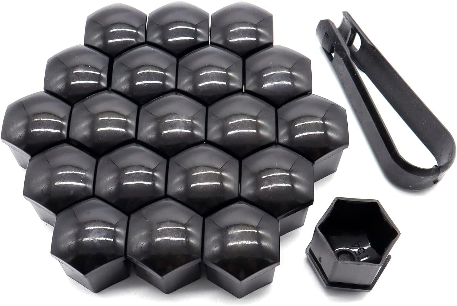 XUKEY Pack of 20 Wheel Bolt Caps 19 Mm Universal Wheel Nut Caps, Plastic Caps Covers for Screws, Hexagonal Tyre Nut Covers with Removal Tool Set (19 Mm) image number 3