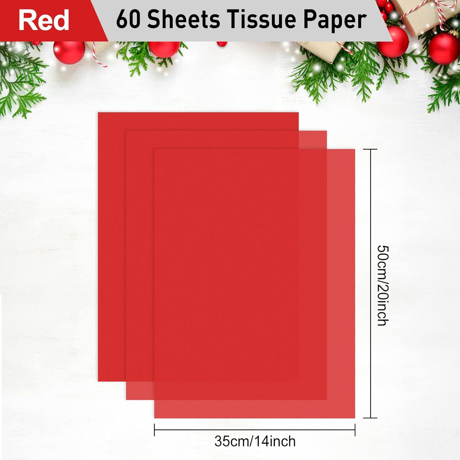 NEBURORA Red Tissue Paper for Gift Bags - 60 Sheets, 14 X 20 Inch, Bulk Packaging Paper for Gift Wrap, Filler, Flower Crafts, Birthday, Wedding, Valentine'S Decor - 10 Colors image number 7