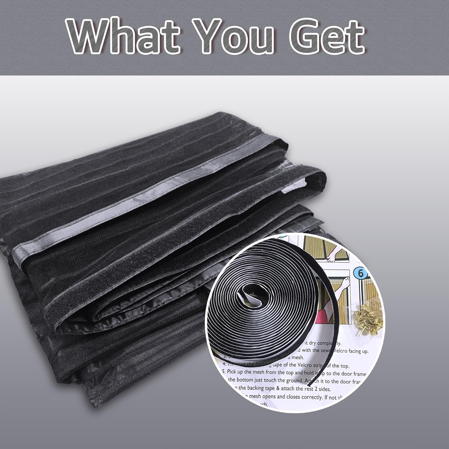 Thefitlife Double Door Magnetic Screen - Mesh Curtain with Full Frame Hook & Loop Powerful Magnets, Snap Shut Automatically for Patio, Sliding or Large Door(66''X81'' - Fits Doors up to 64''X80'')