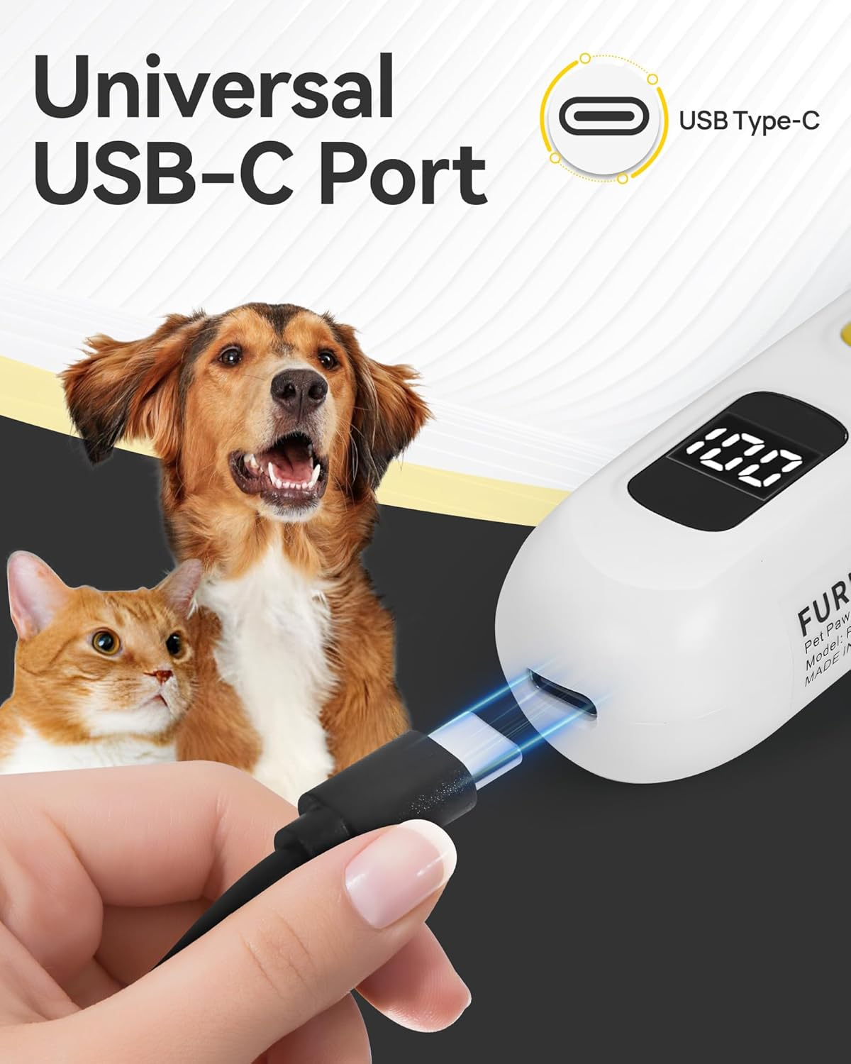 FURBONA Upgraded Dog Paw Trimmer with Digital LED Display & Enhanced Lighting &ndash; Cordless 18Mm Blade Clippers, 2-Speed, 35Db Low Noise, USB-C Rechargeable, for Grooming Paws, Ears, Face, Rump image number 2