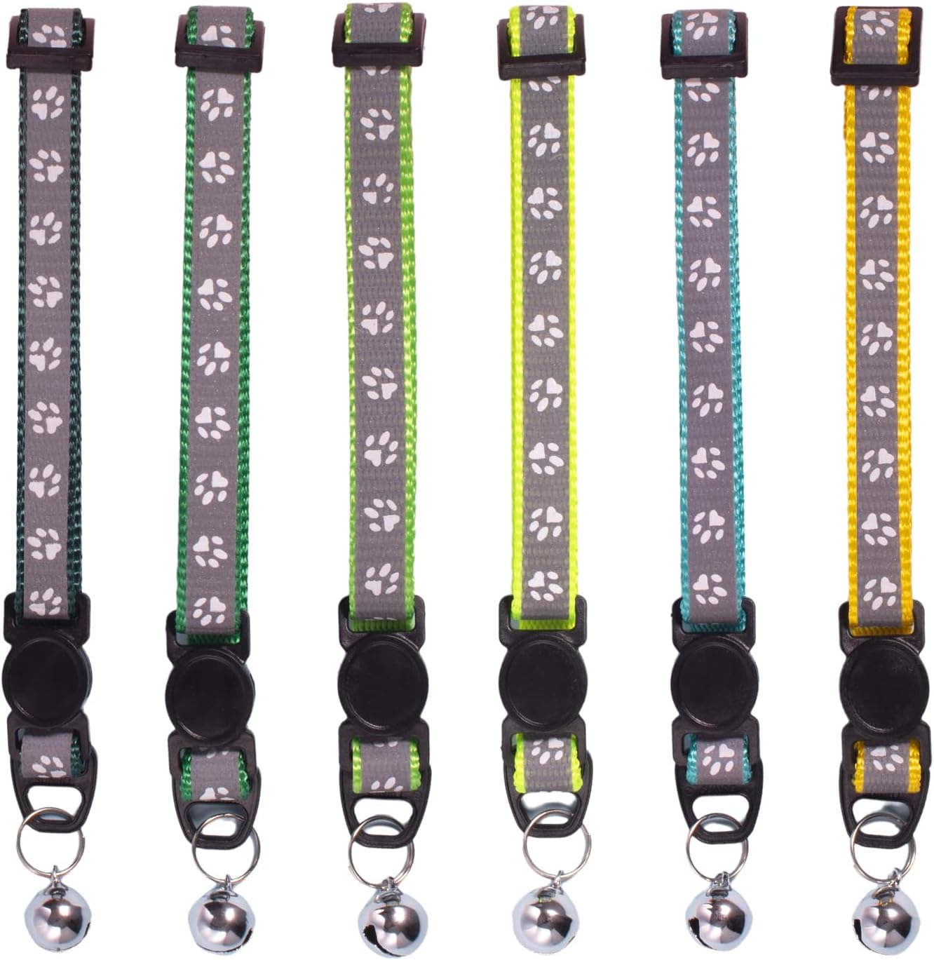 6 Pieces Pet Kitten Collars, Adjustable Kitten Collar, Reflective Cat Collar Pack with Bell, Kitten Collar Safety Quick Release Buckle, for Girl Male Cats Pet Supplies Stuff Accessories (Multicolorb) image number 3