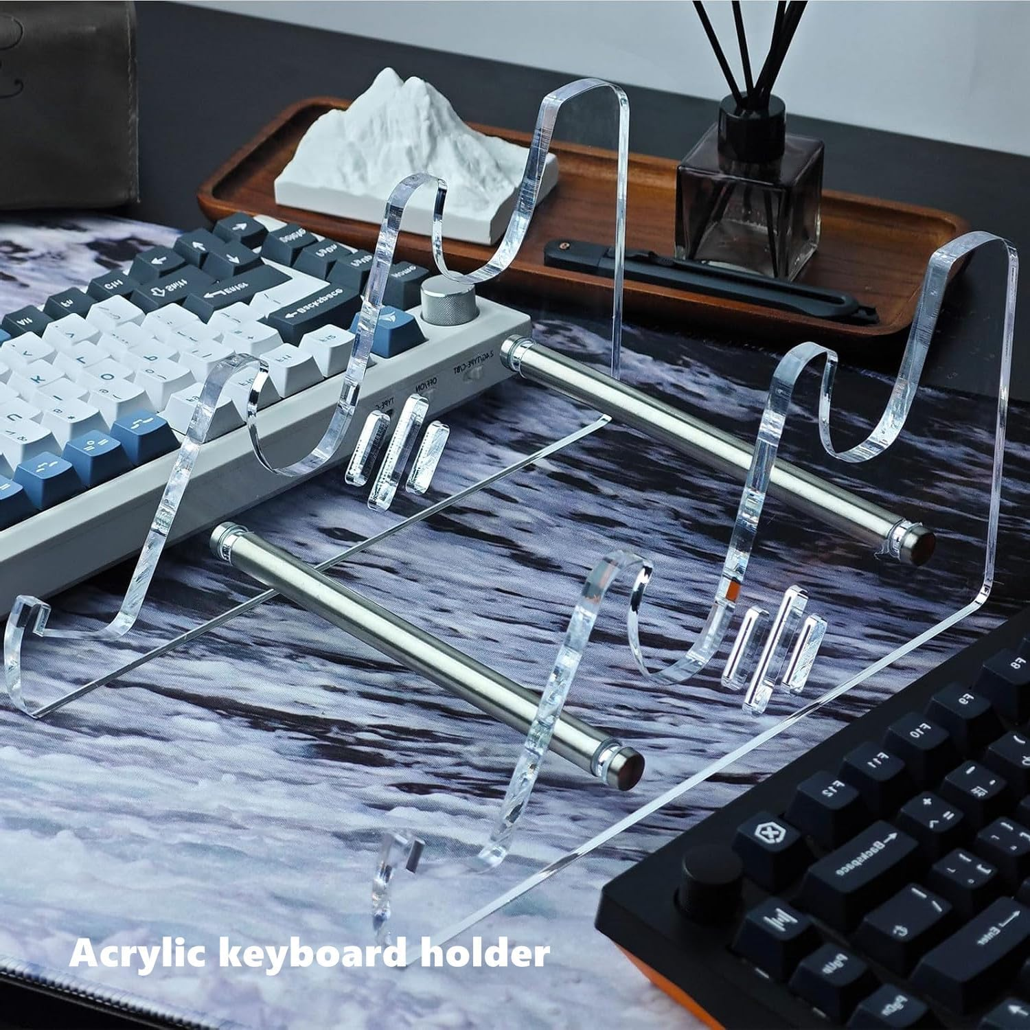 3-Tier Acrylic Key Board Holder Display Stand, Keyboard Display Stand Storage Stand Display Mechanical Keyboard Holder Transparent Acrylic Stand (1 Pcs)