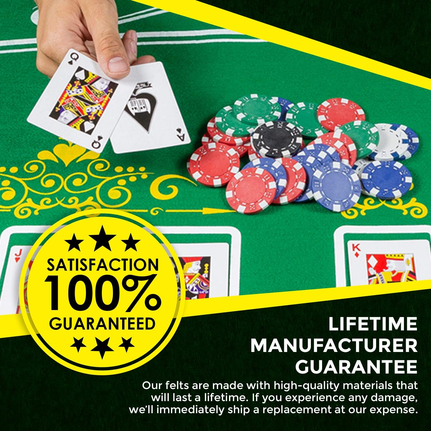 Game Room Heroes Tabletop Casino Felt for Texas Holdem Poker and Blackjack - Professional Grade Mat image number 5