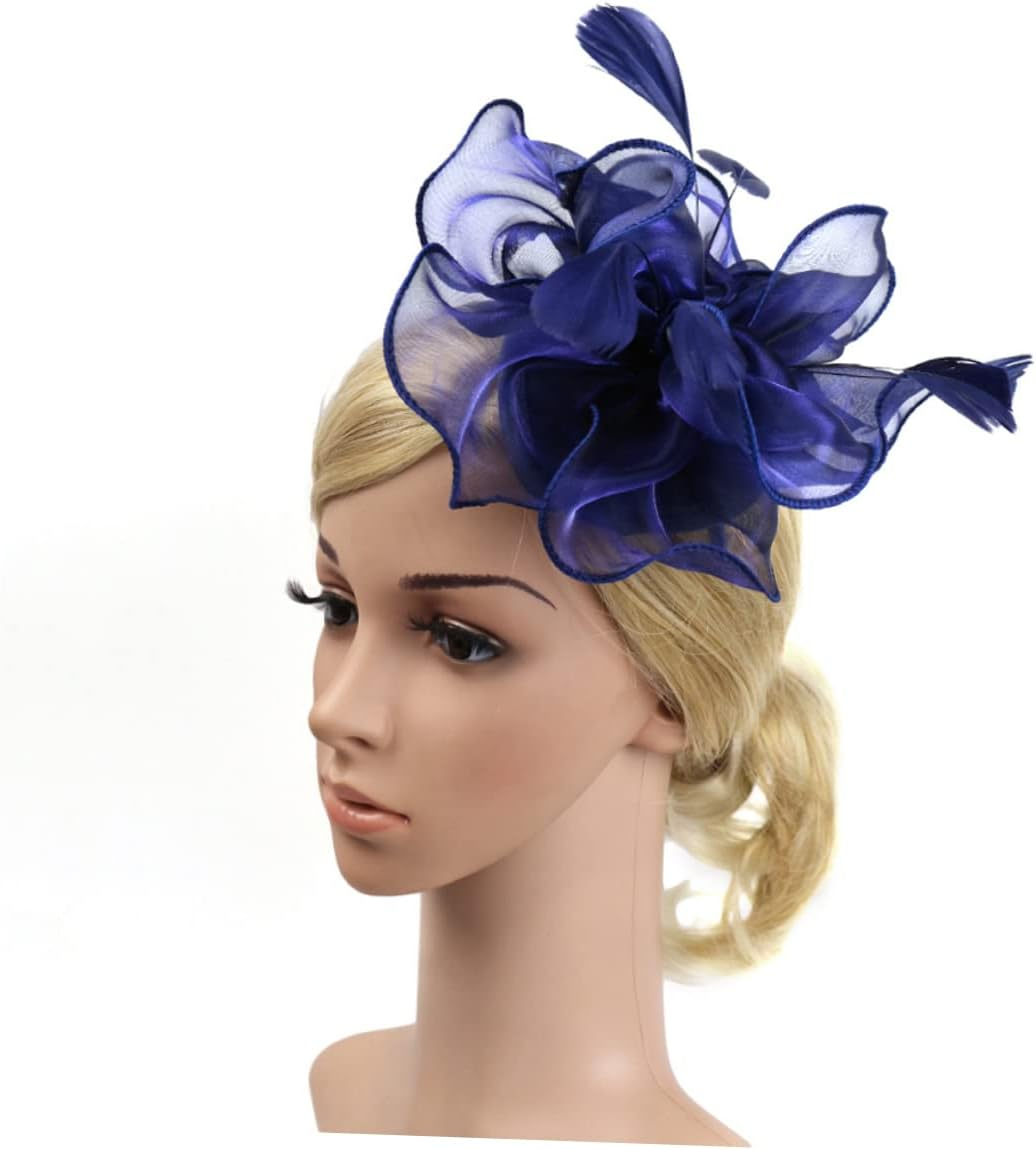 KALLORY Headband Organza Hair Accessiores for Women Elegant Blue Headband for Wedding Party Prom image number 1