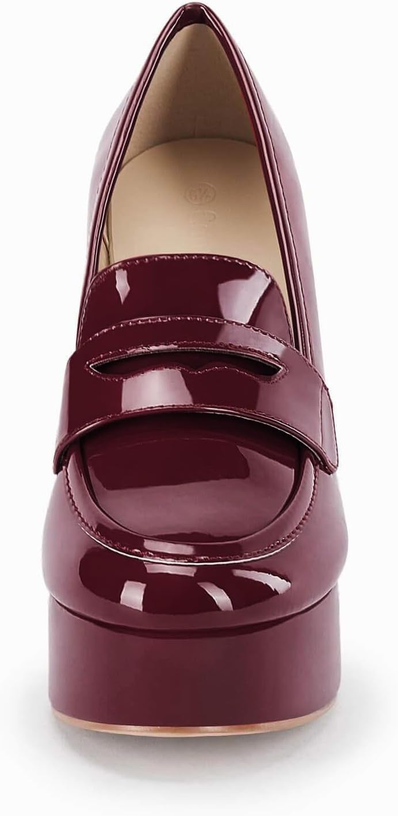 Womens Platform Heels Loafers Chunky High Heel Closed Toe Patent Leather Shoes Penny Loafer Business Dress Work Pumps image number 2