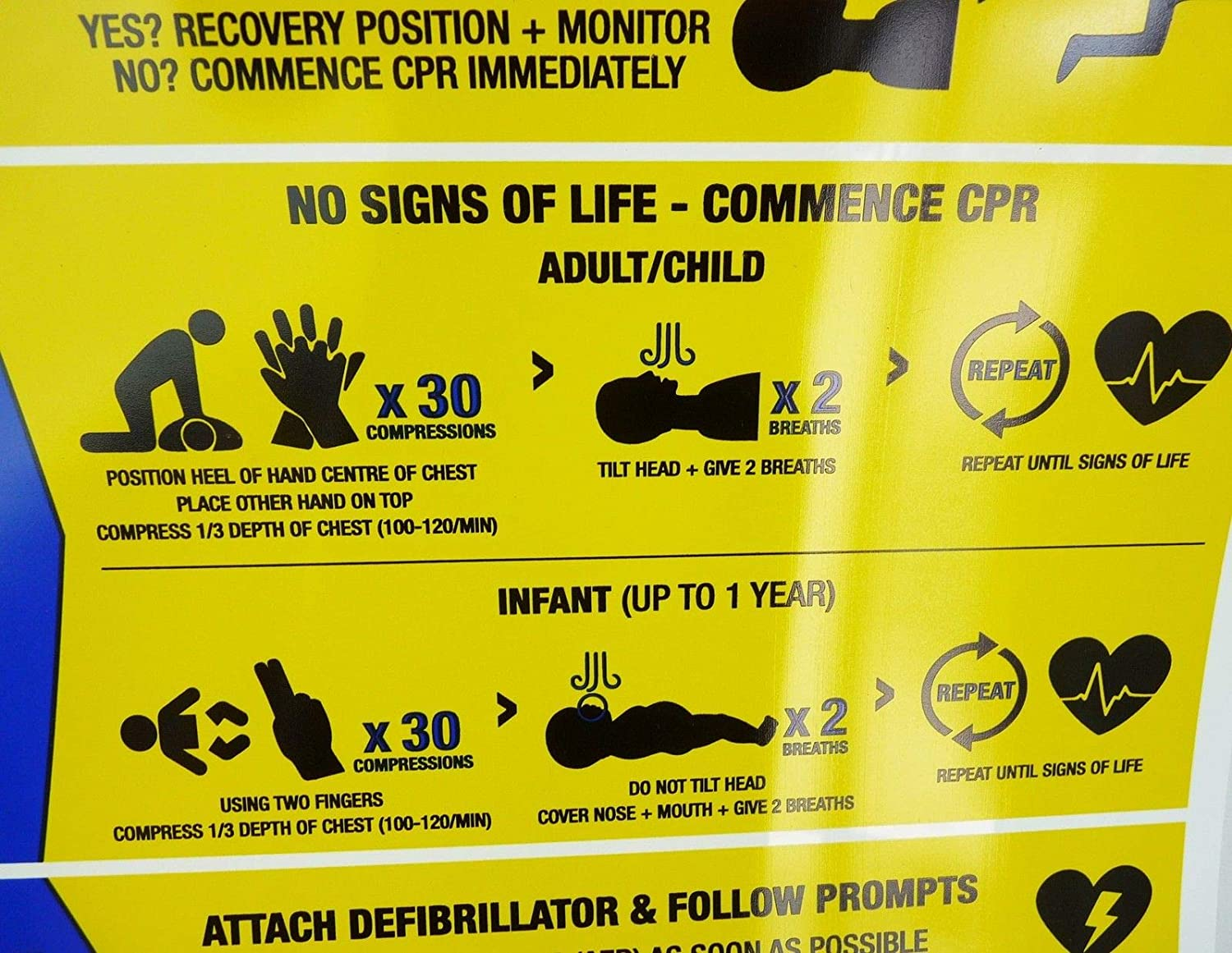 CPR Pool Sign 2022 Updated DRSABCD PVC Swimming Pool Safety Sign - Aussie Gold image number 1