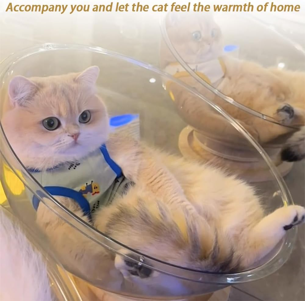 Space Capsule Cat Bed, Modern Cat Pod Bed for Indoor Pets, Minimalist Design, Simple Assembly, Cozy Retreat for Feline Friends, Density Board L image number 1
