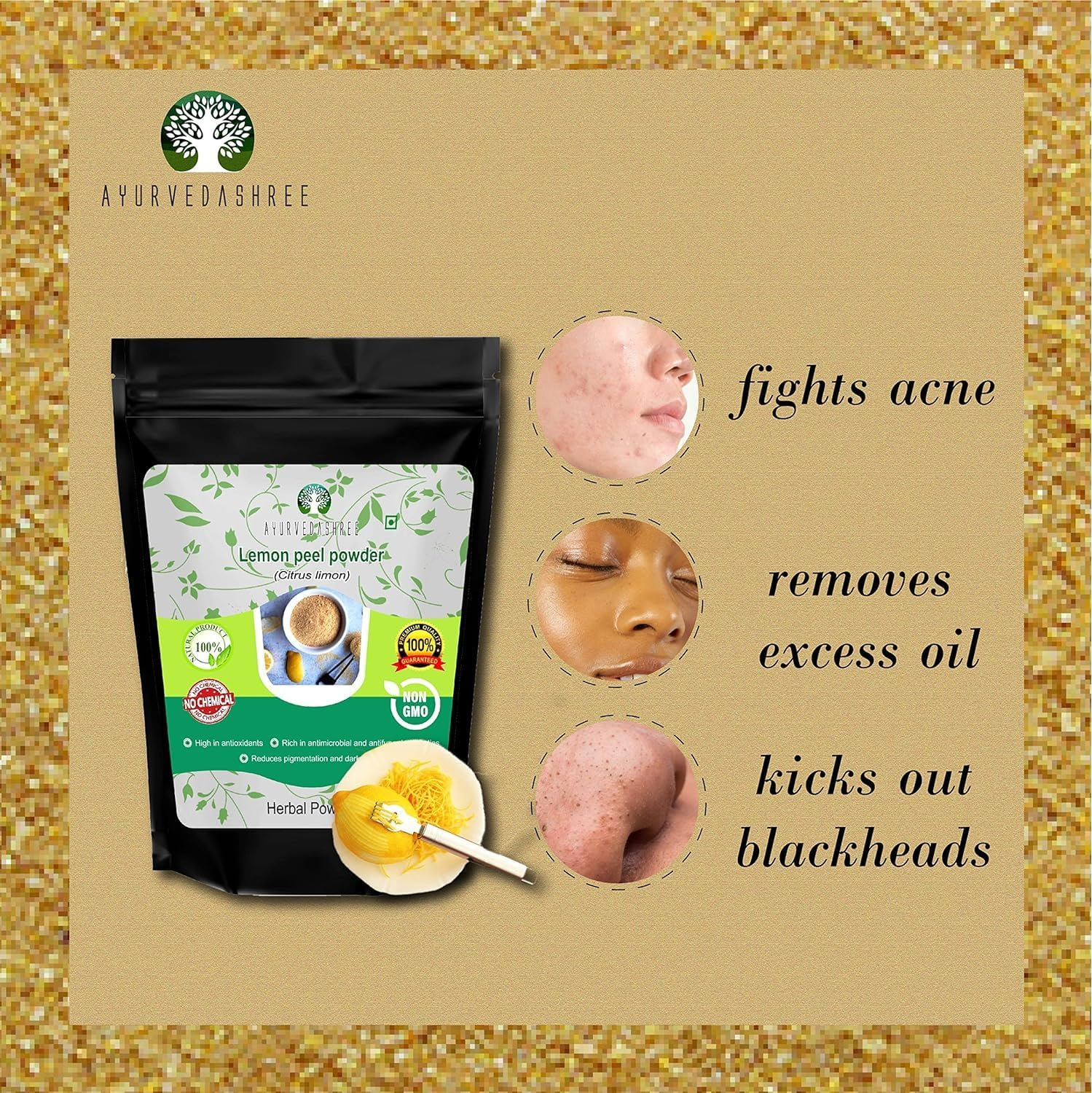 AYURVEDASHREE Lemon Peel Powder 100 Gm 100% Pure Processed from Sun Shade Dried Lemon Peel image number 3