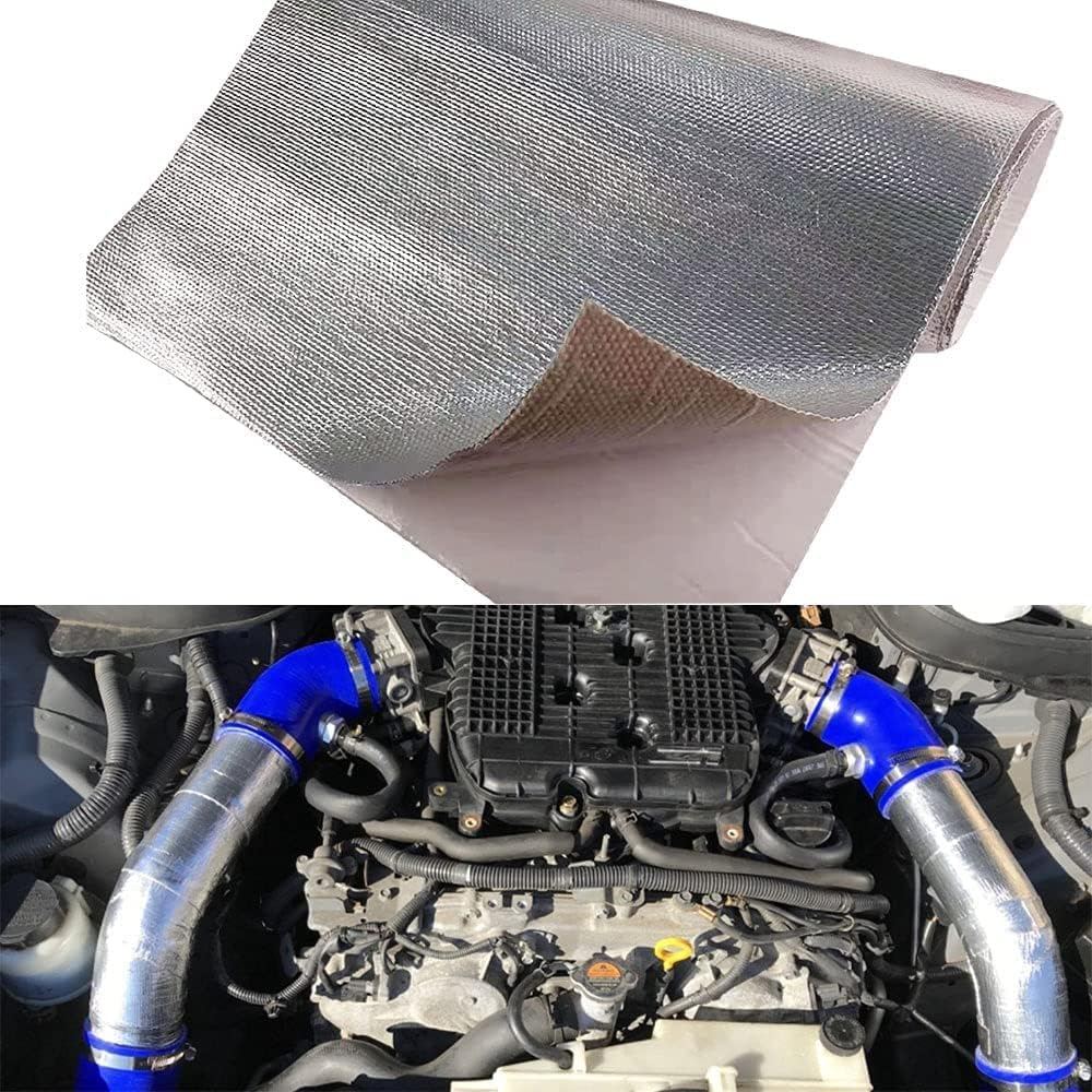 12'' X 48''Aluminized Heat Shield Mat Thermal Barrier Adhesive Backed Heat Blanket, Fiberglass Insulation Reflective Material High Temp Protection image number 6