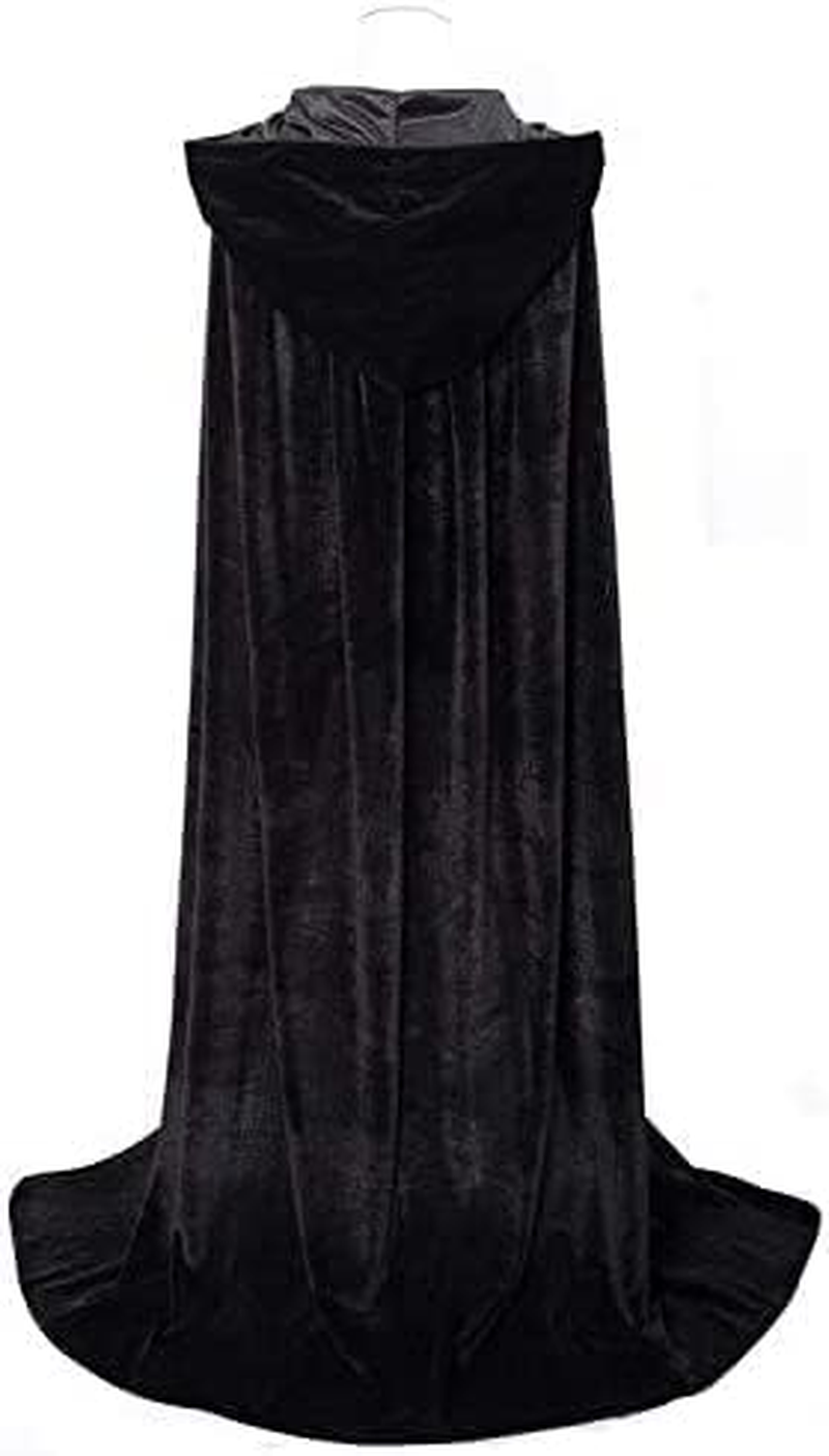 Ricjurzzty Unisex Hooded Cloak Full Long Velvet Cape for Halloween Cosplay Costumes image number 6