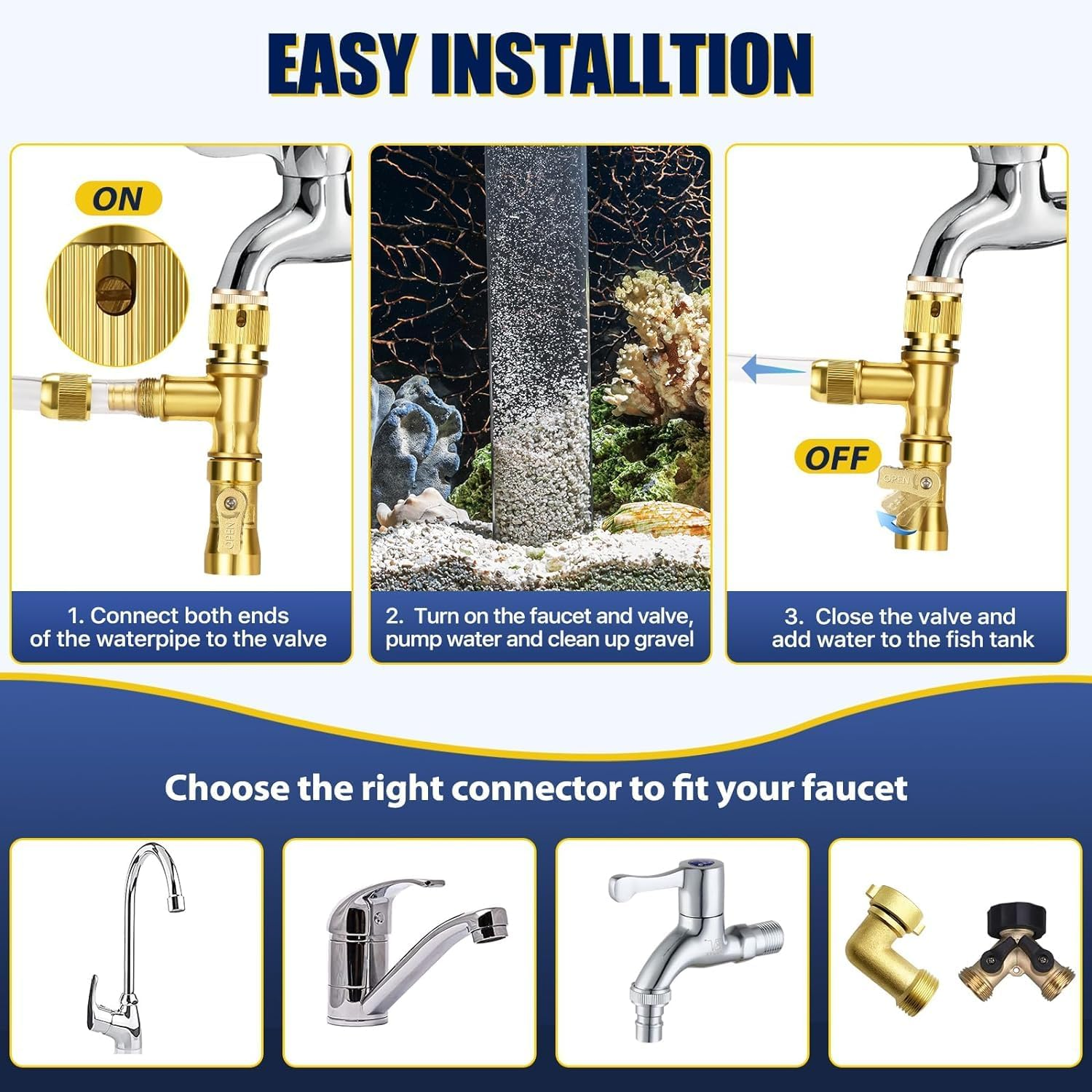 GADFISH Gravel Vacuum for Aquarium Water Changer Fish Tank Cleaning Tools, Siphon Universal Quick Pump Aquarium Water Changing (70Ft)