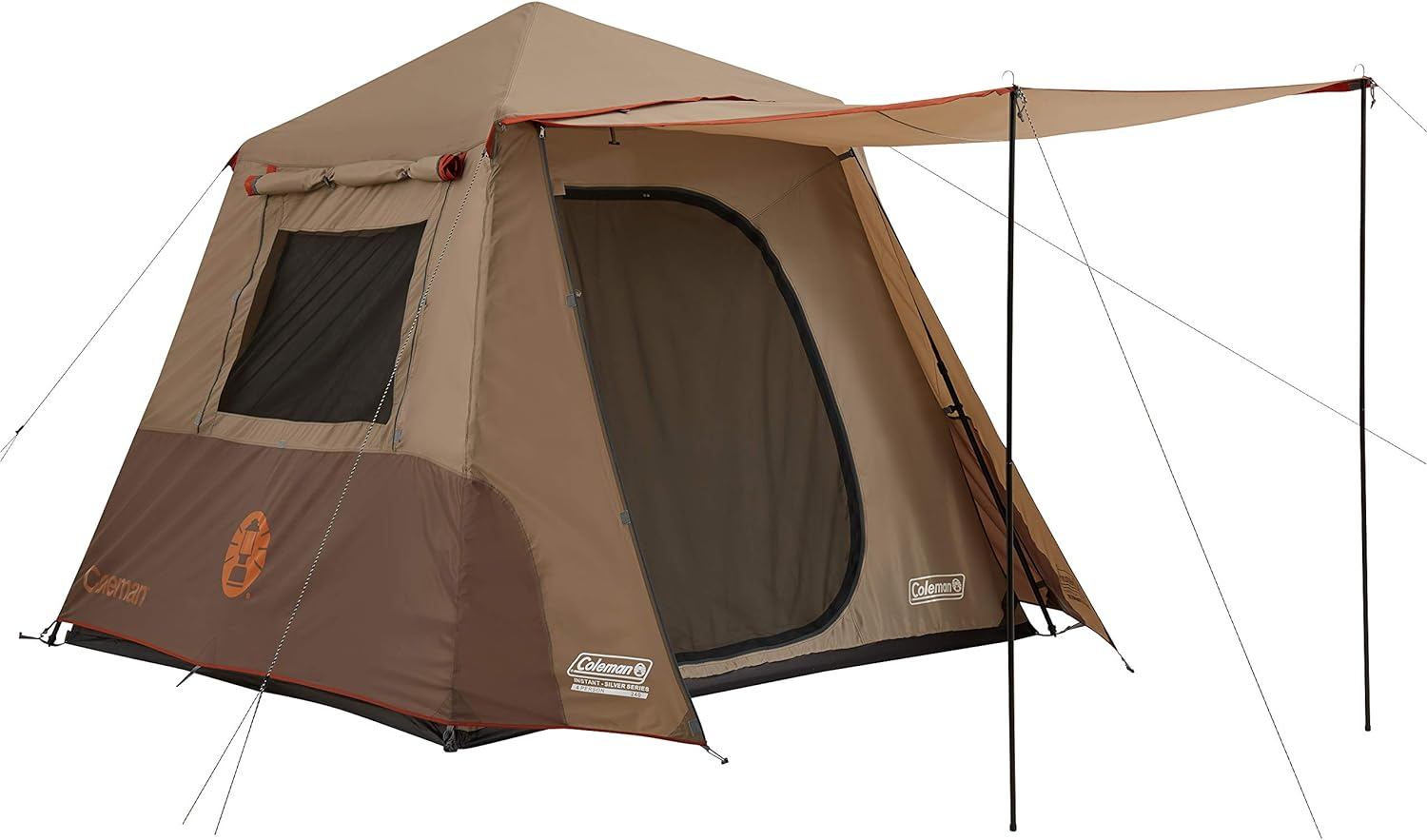 Coleman Camping Tent, Instant up Silver Series, Weathertec System for Waterproof and Windproof Camping, Rainfly and Front Awning for Outdoor Living, 4/6/8 Person image number 2