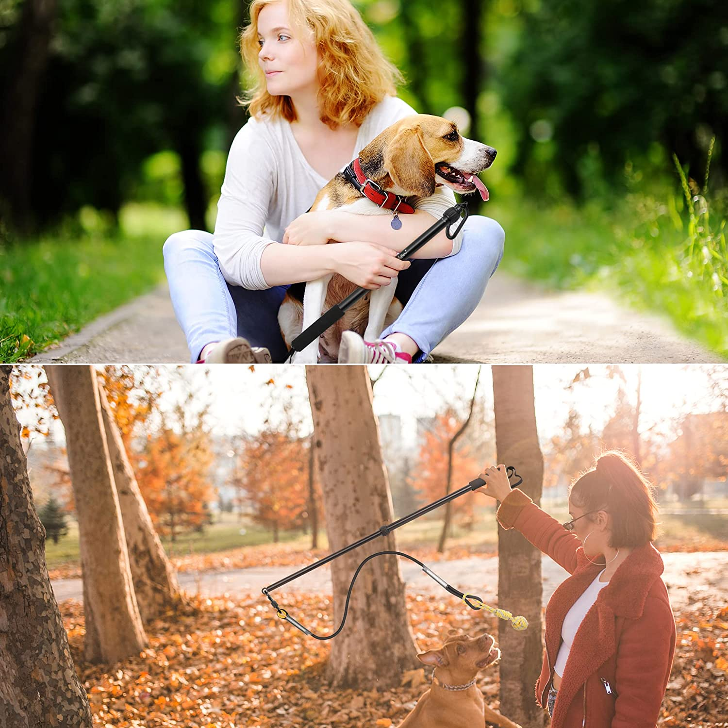 Ycozy Dog Flirt Pole Upgraded 80Cm Retractable Interactive Dog Rope Toys Tough Dog Teaser Wand for Puppy/Large Dogs Tug of War Dog Toy for Outdoor Training image number 5