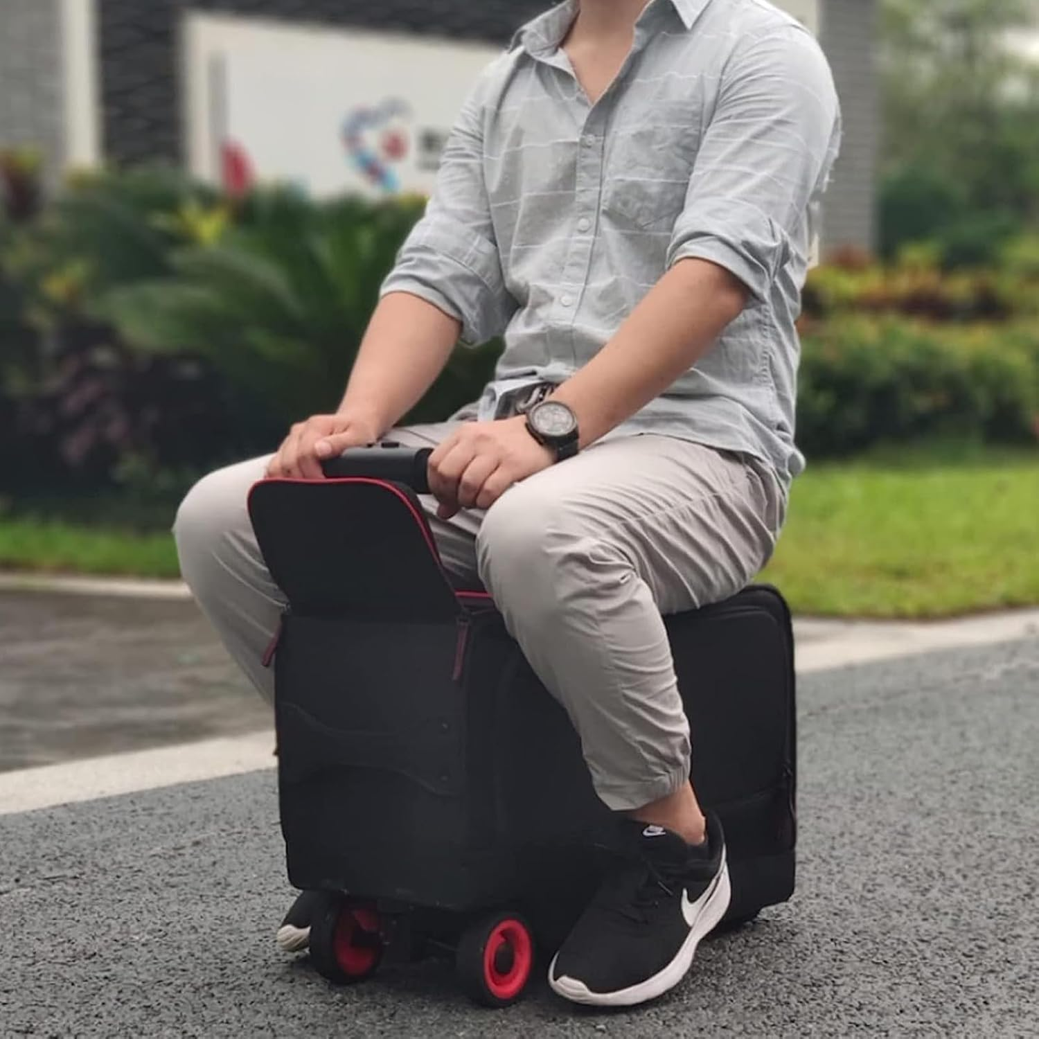 GIISH 30L Waterproof Oxford Cloth Riding Electric Luggage,Smart Hidden Function Handle Design Electric Luggage,Trolley Boarding Suitcase Smart Riding Box, Riding Electric Luggage image number 3