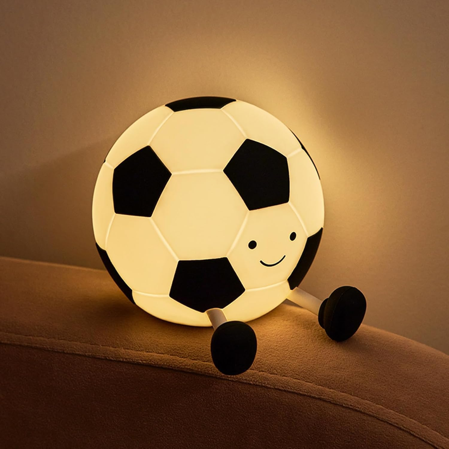 Soccer Night Light, Cartoon Soccer Lamp, Squishy Silicone Baby Nursery Night Light, Dimmable Rechargeable Silicone Soccers Lamp for Boys Girls Bedroom Home Office Decor image number 1